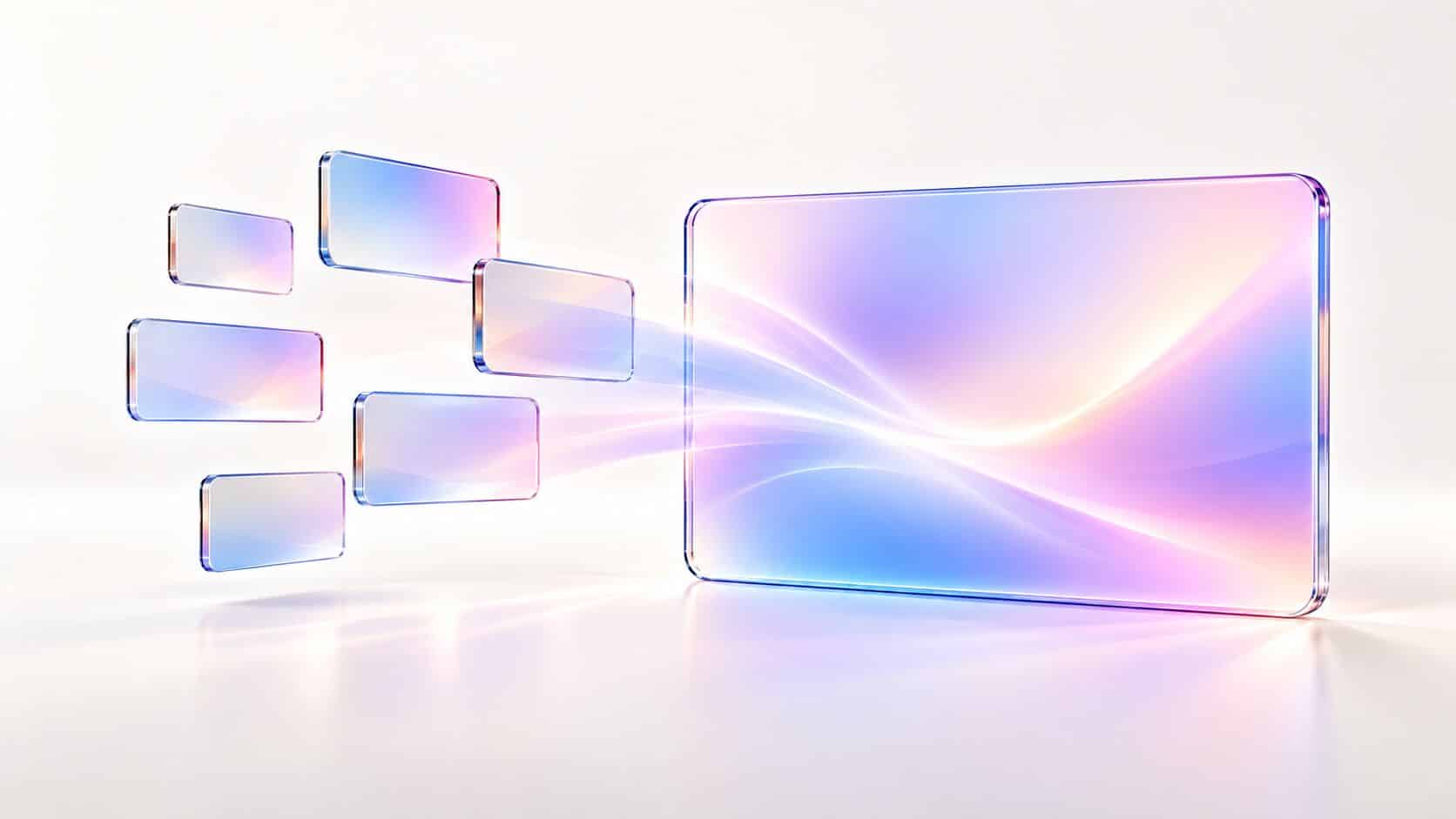 Glass screens converging into one connected TV display